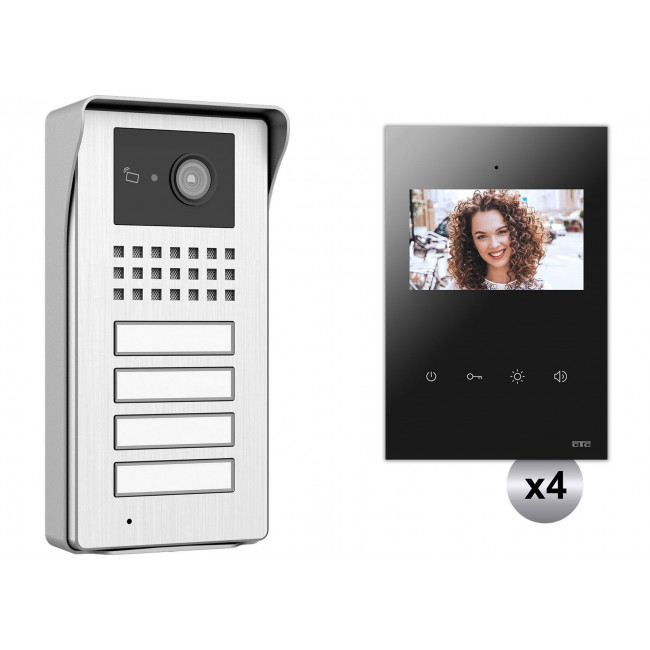 KIT Θυροτηλεόρασης 4 Διαμερισμάτων Με Οθόνη 4,3'' 044410 CTC