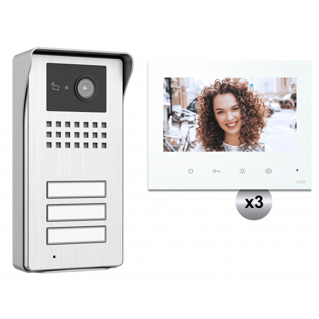 KIT Θυροτηλεόρασης 3 Διαμερισμάτων Με Οθόνη 7'' 047313 CTC