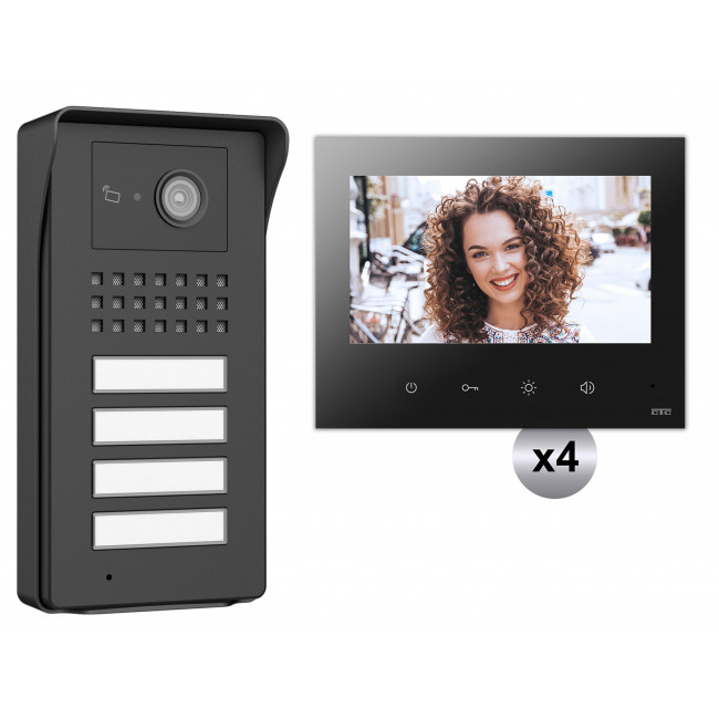 KIT Θυροτηλεόρασης 4 Διαμερισμάτων Με Οθόνη 7'' 047480 CTC