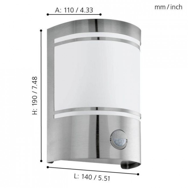 Απλίκα E27 Inox Με Αισθητήρα Κίνησης Cerno 30192 EGLO