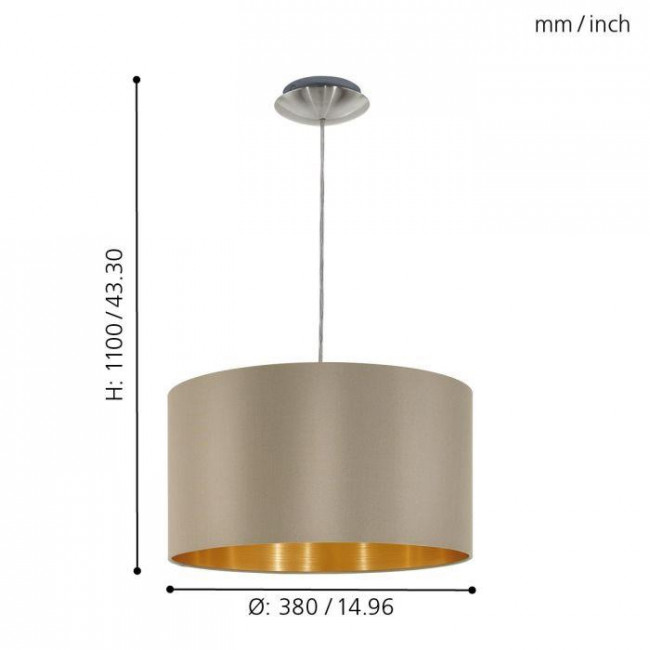 Φωτιστικό Μονόφωτο E27 Taupe Και Χρυσό Maserlo 31602 EGLO