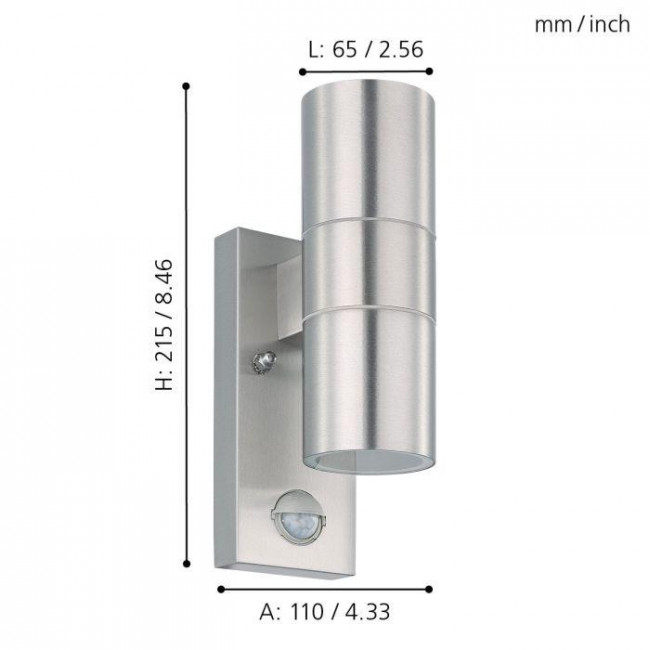 Σπότ Επίτοιχο GU10 Inox Με Αισθητήρα Κίνησης Riga5 32898 EGLO