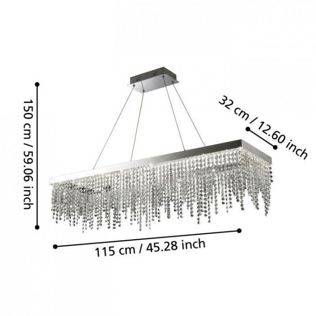 Φωτιστικό LED 38W 4000k Χρώμιο Και Κρύσταλλο Antelao 39283 EGLO