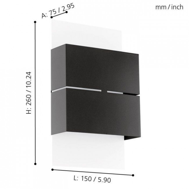 Απλίκα LED 5W 3000k Ανθρακί Και Λευκό Kibea 93254 EGLO