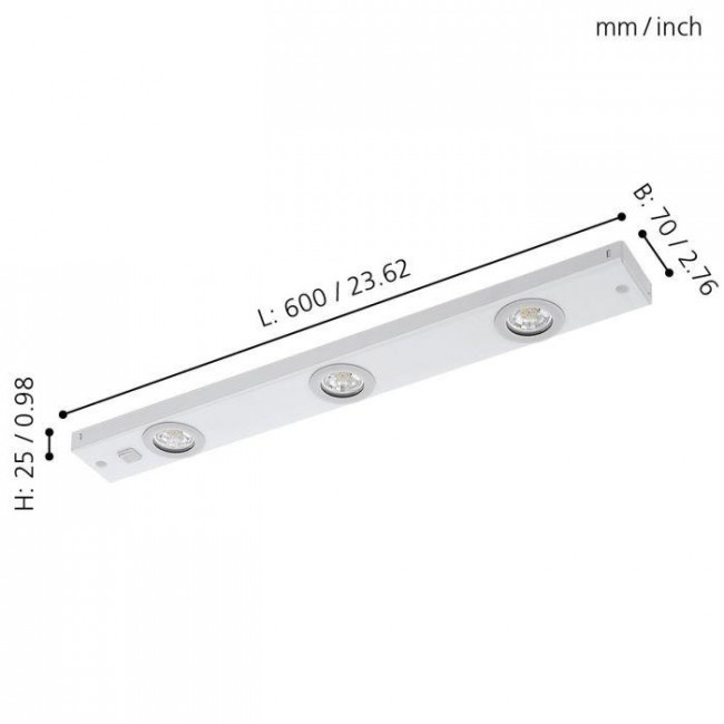 Φωτιστικό Πάγκου LED 6.9W 3000K 60cm Με Διακόπτη Λευκό Kob 93706 EGLO