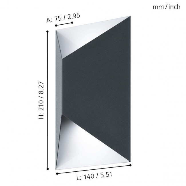 Απλίκα LED 5W 3000k Ανθρακί Και Λευκό Predazzo 93994 EGLO