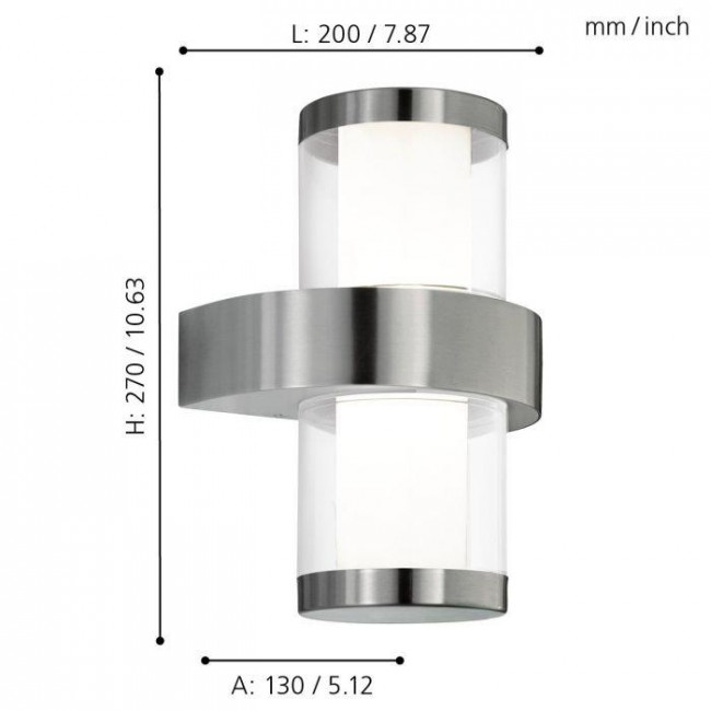 Απλίκα LED 7.4W 3000k Inox Και Διάφανο 94799 EGLO