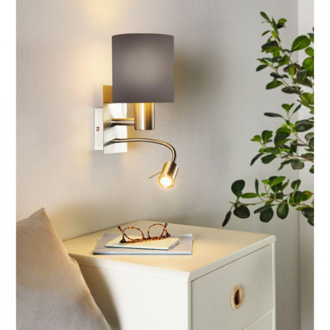 Απλίκα E27 Με Ενσωματωμένο Σπότ LED 3.8W 3000k Χρώμιο Και Ανθρακί Pasteri 96481 EGLO