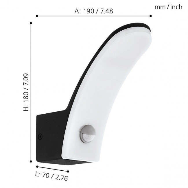 Απλίκα LED 11.5W 3000k Μαύρο Και Λευκό Με Αισθητήρα Κίνησης Fiumicino 98149 EGLO