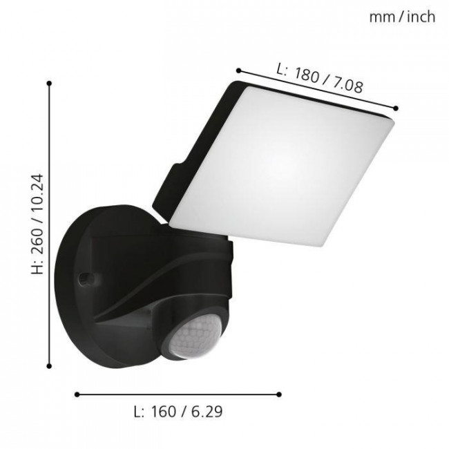 Απλίκα LED 13W 5000k Μαύρο Με Αισθητήρα Κίνησης Pagino 98178 EGLO