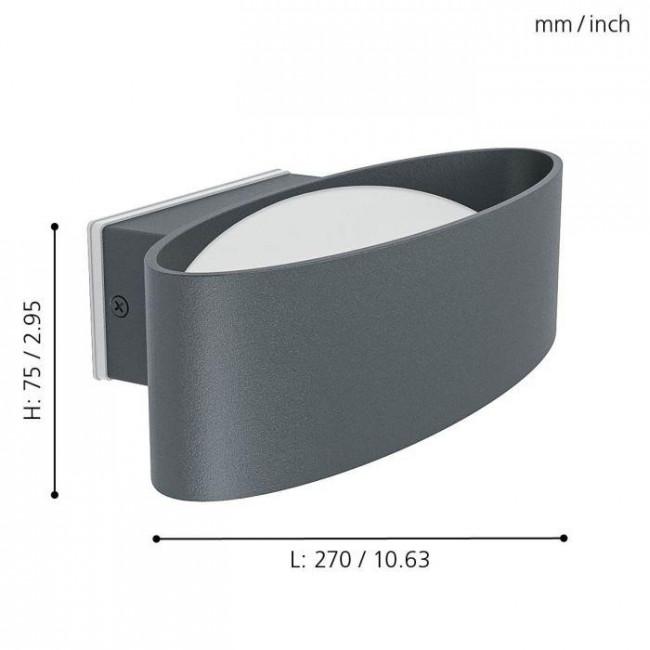 Απλίκα LED 11.5W 3000k Ανθρακί Chinoa 98711 EGLO