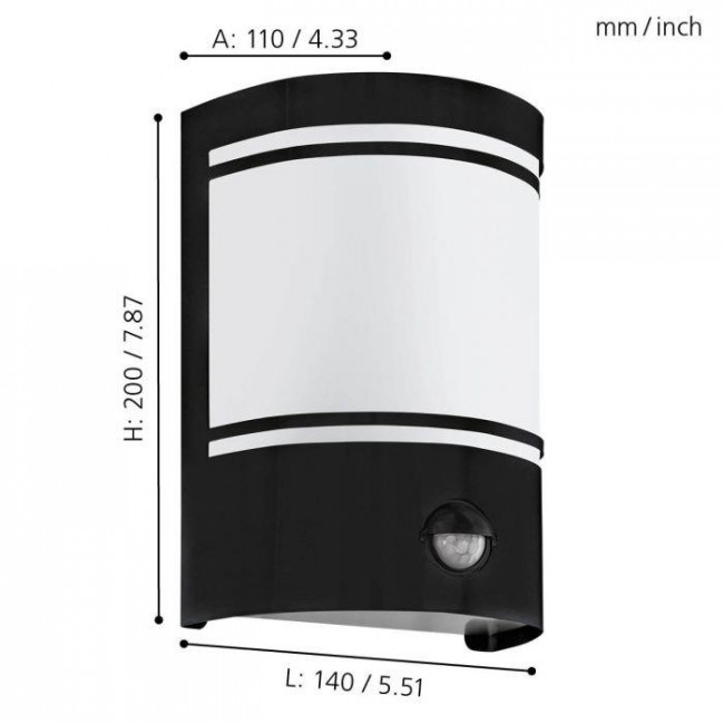 Απλίκα E27 Μαύρο Με Αισθητήρα Κίνησης Cerno 99566 EGLO