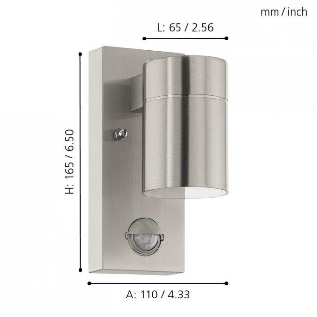 Σπότ Επίτοιχο GU10 Inox Με Αισθητήρα Κίνησης Riga5 99569 EGLO