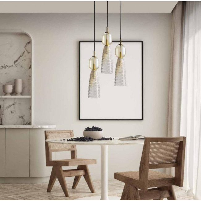 Φωτιστικό Τρίφωτο E14 Μαύρο Και Ορείχαλκος 23010 ZAMBELIS