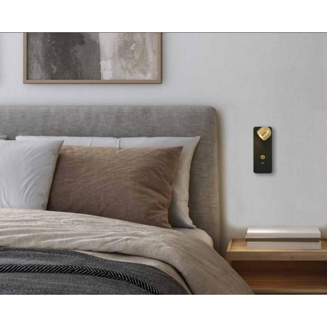 Απλίκα LED 2.5W 3000k Ορείχαλκος Και Μαύρο Με USB 23038 ZAMBELIS