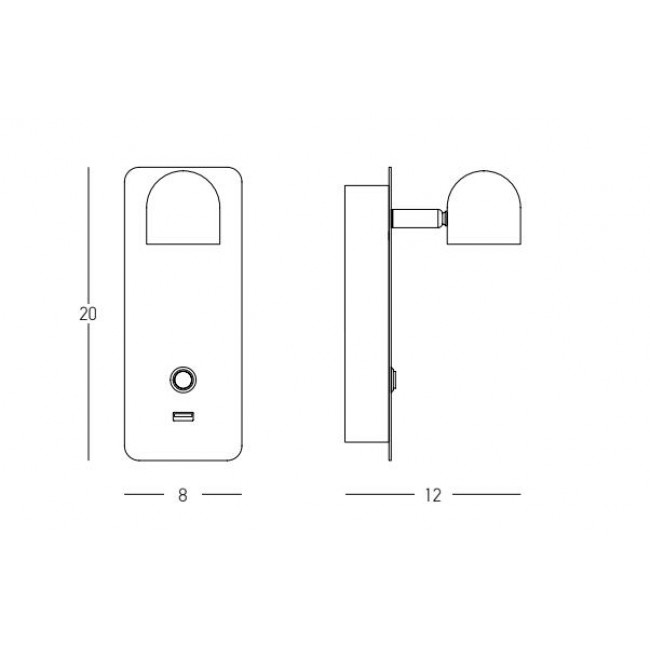 Απλίκα LED 2.5W 3000k Ορείχαλκος Και Μαύρο Με USB 23038 ZAMBELIS