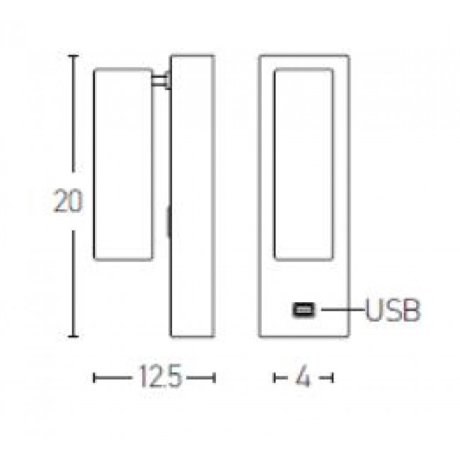Σποτ Επίτοιχο LED 3W 3000k Μαύρο Με Θύρα USB H35 ZAMBELIS