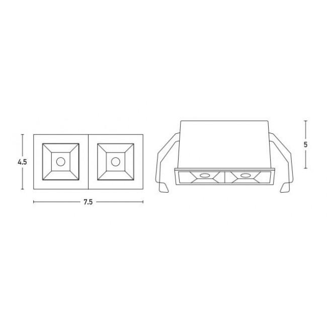 Σπότ Χωνευτό Δίφωτο LED 5W 3000K Λευκό Και Μαύρο Σταθερό S085 ZAMBELIS