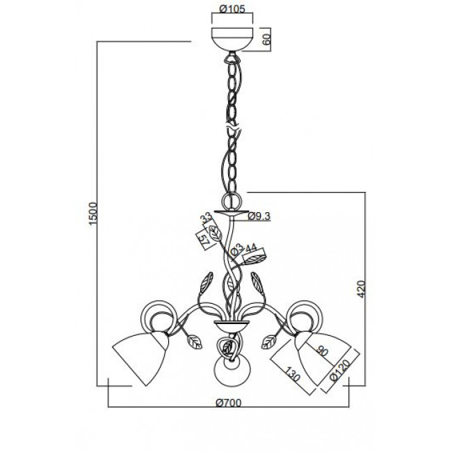 Φωτιστικό Τρίφωτο E14 Καφέ Σκουριάς Traditio TRIO LIGHTING