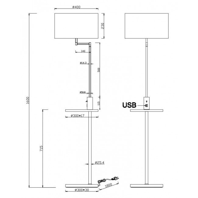Φωτιστικό Δαπέδου E27 Μαύρο Και Γκρι Claas 400400132 TRIO LIGHTING