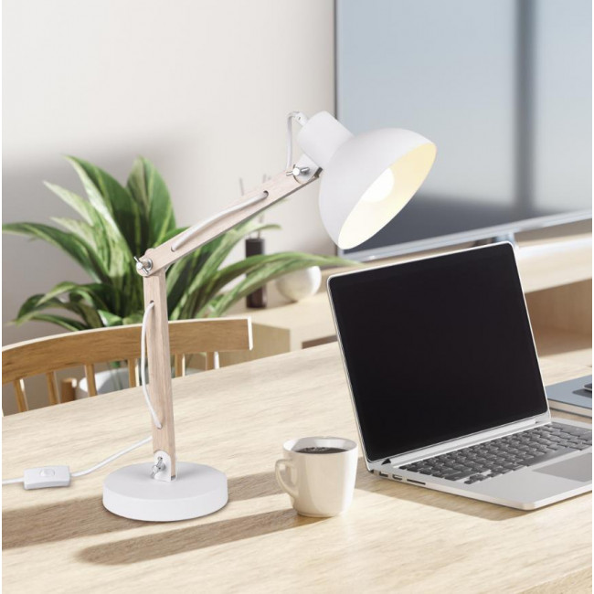 Φωτιστικό Γραφείου E27 Λευκό Και Ξύλο Kimi 508300131 TRIO LIGHTING