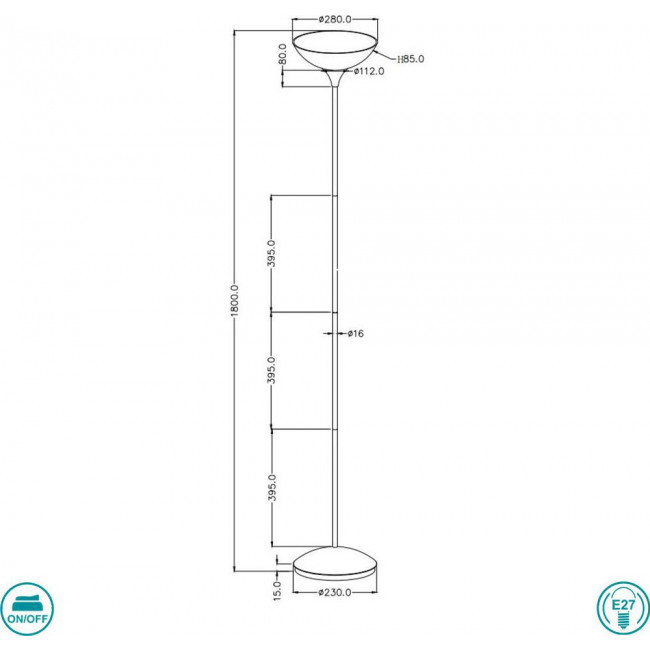 Φωτιστικό Δαπέδου E27 Τιτάνιο Dezwo R4302-87 RL LIGHTING