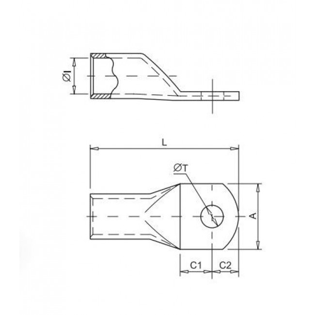 Ακροδέκτης Κως Πρέσσας Β.Τ. 240mm² Με Οπή 14mm Μακρύλαιμα TL-240/14 SOFAMEL