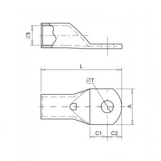 Ακροδέκτης Κως Πρέσσας Β.Τ. 16mm² Με Οπή 5mm T-16/5 SOFAMEL