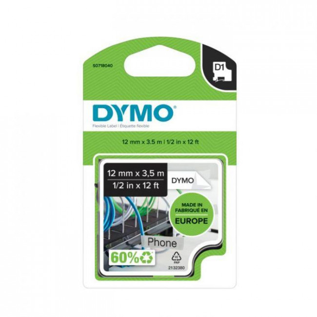 Ταινία Nylon 12mmx3.5m D1 Black on White 16957 DYMO