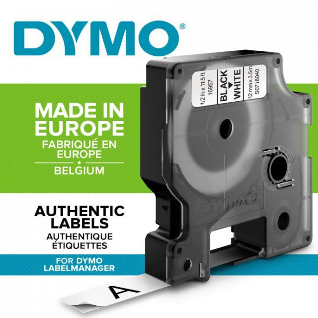 Ταινία Nylon 12mmx3.5m D1 Black on White 16957 DYMO