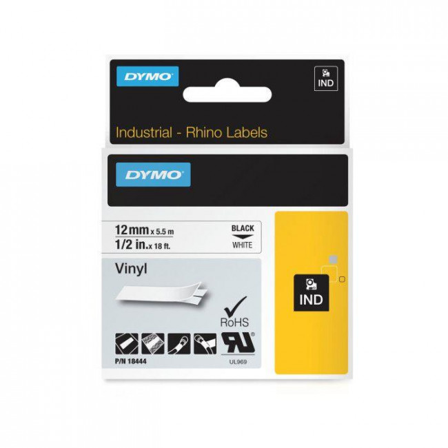 Ταινία Βινυλίου 12mmx5.5m Black on White 18444 DYMO