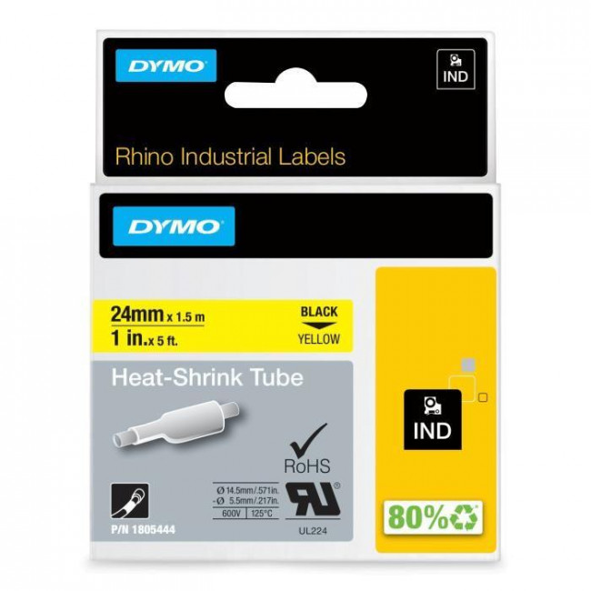 Σωλήνας Συρρίκνωσης 19mmx1.5m Black on Yellow 18058 DYMO