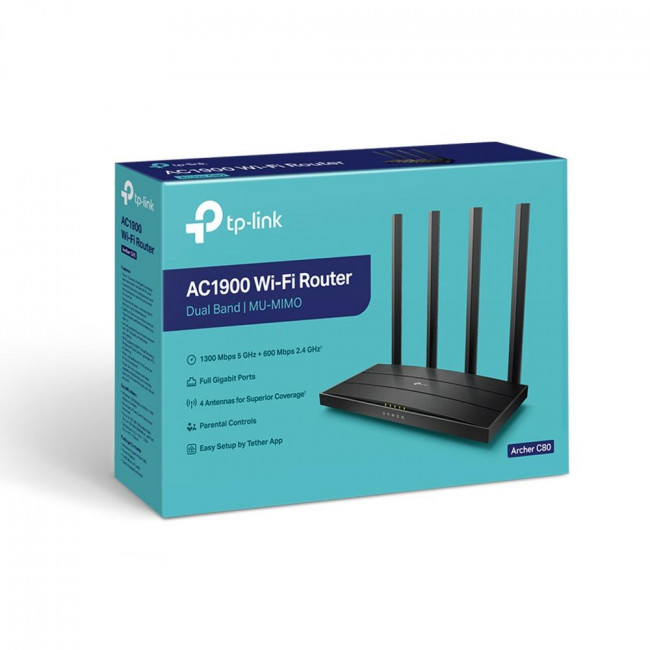 Router Dual Band 3x3 ΜΙΜΟ AC1900 Archer C80 V1.0 TP-LINK