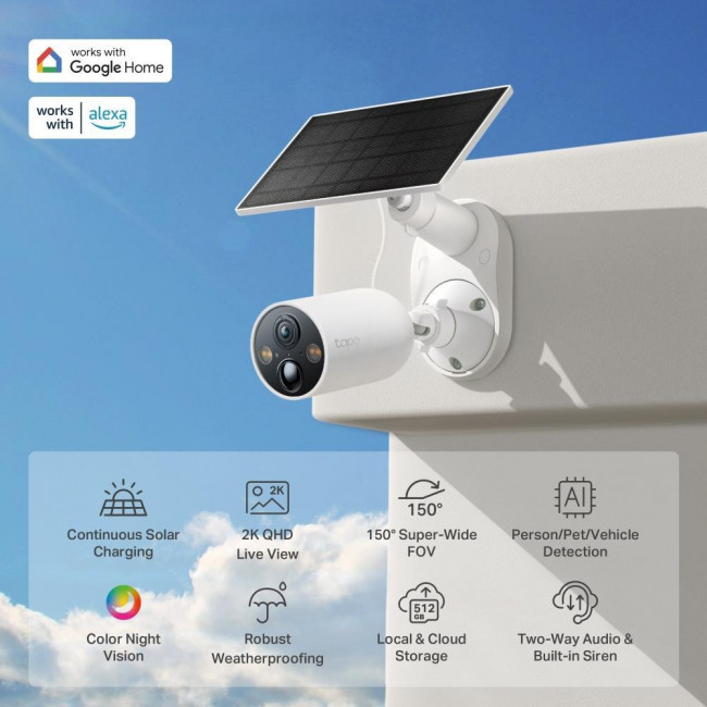 Κάμερα Bullet Wi-Fi 4MP, Με Φακό 2.1mm Και Ηλιακό Πανελ Tapo C425 KIT V1.2 TP-LINK