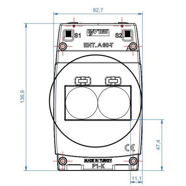 Μετασχηματιστής Έντασης 1250/5A ΕΝΤ.Α60T M4286 ENTES