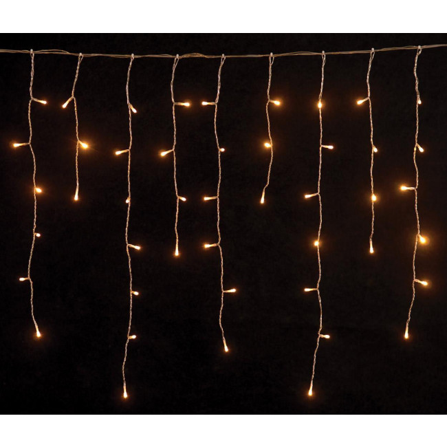 Βροχή Με 144 Θερμά LED Ασύμμετρη Διάφανο Καλώδιο Επεκτάσιμη