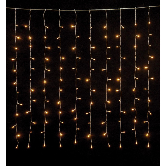 Βροχή Με 300 Θερμά LED Συμμετρική Διάφανο Καλώδιο Με Πρόγραμμα Επεκτάσιμη