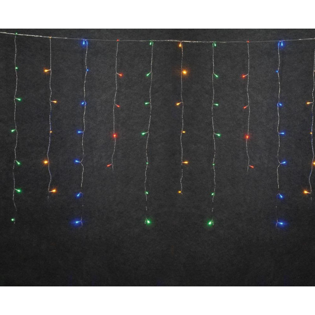 Βροχή Με 100 Πολύχρωμα LED Ασύμμετρη Διάφανο Καλώδιο Επεκτάσιμη