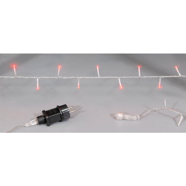 Σειρά Με 100 Λαμπάκια LED Κόκκινα Διάφανο Καλώδιο
