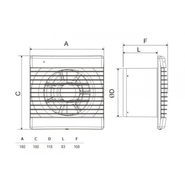 Εξαεριστήρας Μπάνιου Για Σωλήνα 120mm Λευκός DECOR 200 C S&P
