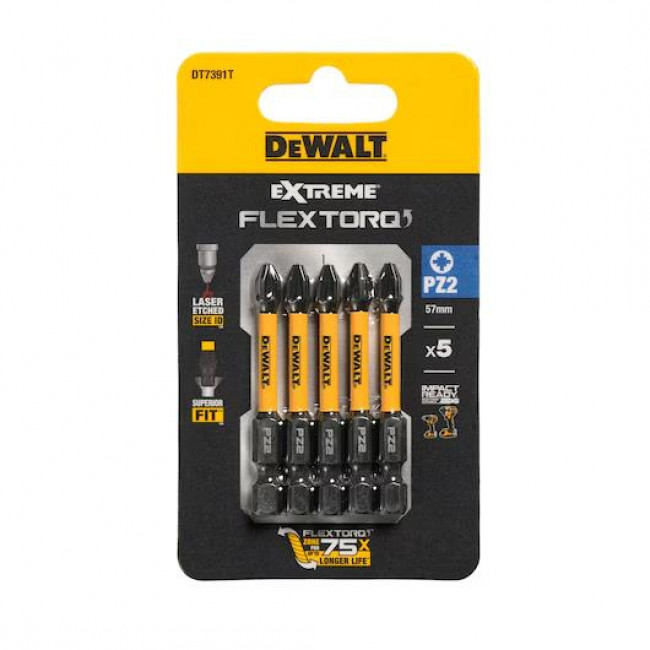 Μύτες Βιδώματος Pz2x57mm 5τμχ DT7391T-QZ DEWALT