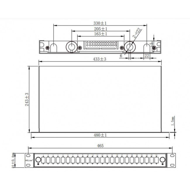 Οπτικό Patch Panel 1U Κενό 24 Θέσεων RAB-FO-X47-SL KELINE
