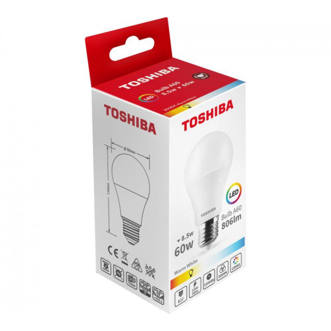 Λάμπα LED Κλασική 8.5W E27 3000k 230V TOSHIBA