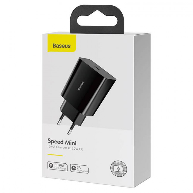 Φορτιστής Τοίχου USB TypeC 20W Μαύρο CCFS-SN01 BASEUS