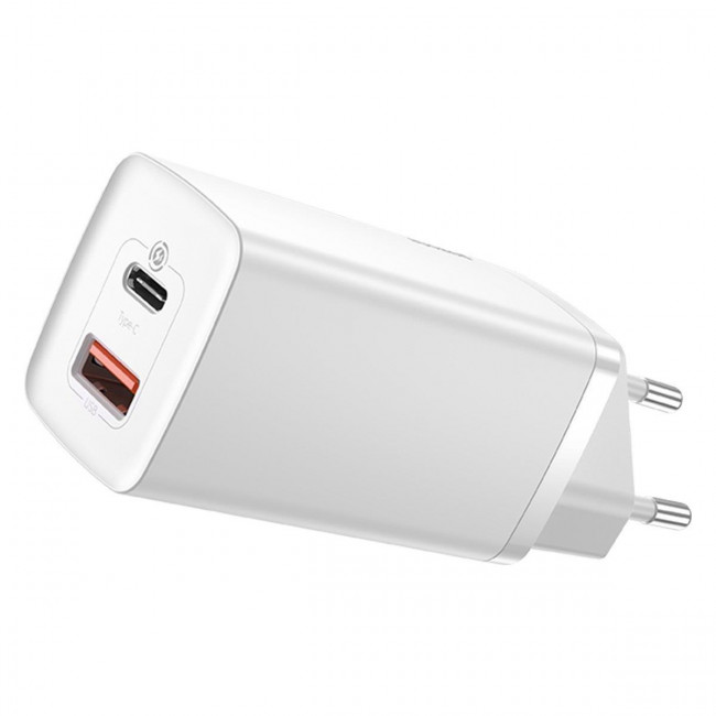 Φορτιστής Τοίχου USB TypeA+C 65W Λευκό CCGAN2L-B02 BASEUS