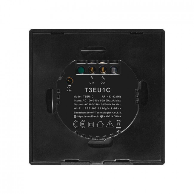 Διακόπτης WiFi Και RF 1 Εξόδου Μαύρο TX-T3EU1C SONOFF
