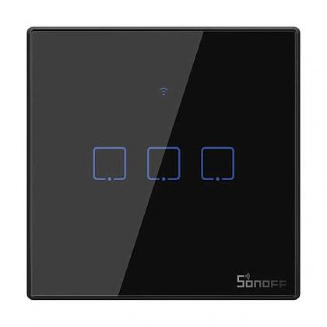 Διακόπτης WiFi Και RF 3 Εξόδων Μαύρο TX-T3EU3C SONOFF