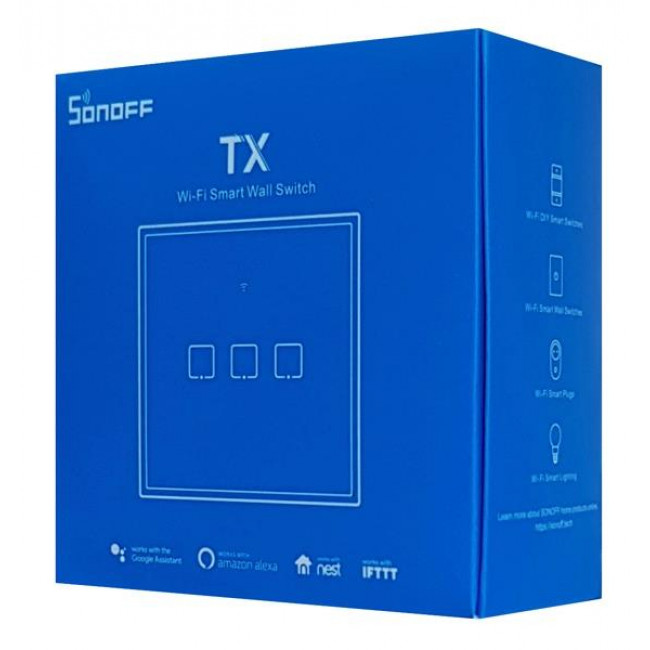 Διακόπτης WiFi Και RF 3 Εξόδων Μαύρο TX-T3EU3C SONOFF