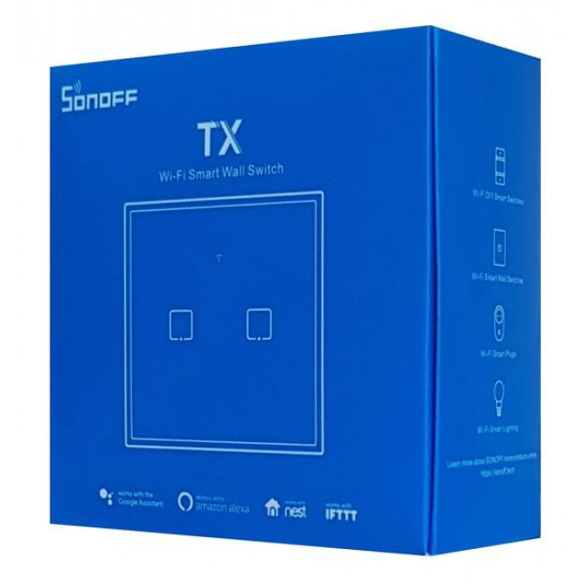 Διακόπτης WiFi Και RF 2 Εξόδων Λευκό TX-T2EU2C SONOFF