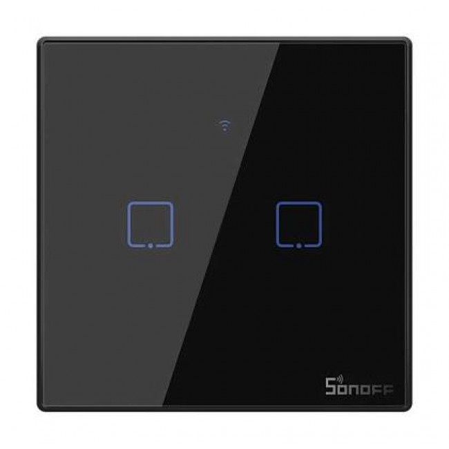 Διακόπτης WiFi Και RF 2 Εξόδων Μαύρο TX-T3EU2C SONOFF